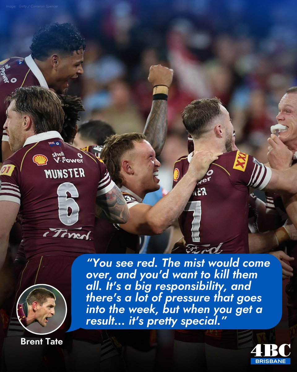 NewsTalk4BC's tweet photo. State of Origin legend Brent Tate joined Ben Davis on 4BC Breakfast to explain the brutal, unforgiving mindset required to win a Suncorp decider.

FULL INTERVIEW 👉 https://t.co/VMFbw5hGIE https://t.co/tX44DxAsZg