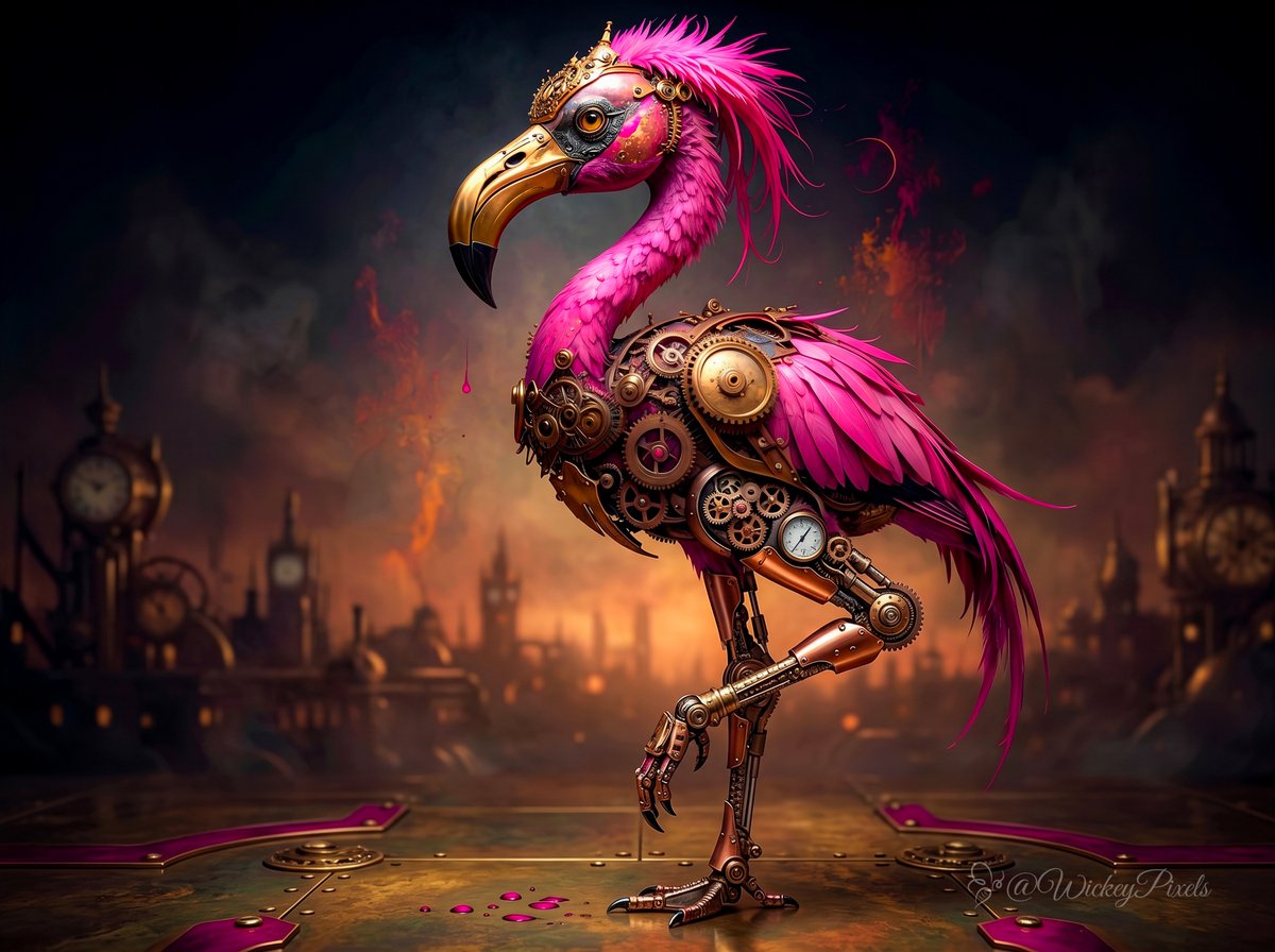 WickeyPixels's tweet photo. Brass, steam, and elegance.🦩⚙️

QT your Flamingo!! 

#SteampunkFlamingo #ClockworkCreature #VictorianMachinery #MechanicalArt #AIart️️️️️️️️️️️️️️️️️️️️️️️️️️️️️️️️️️️️️️️️️️️️️️️️️️️ https://t.co/DcjX9nCNDC
