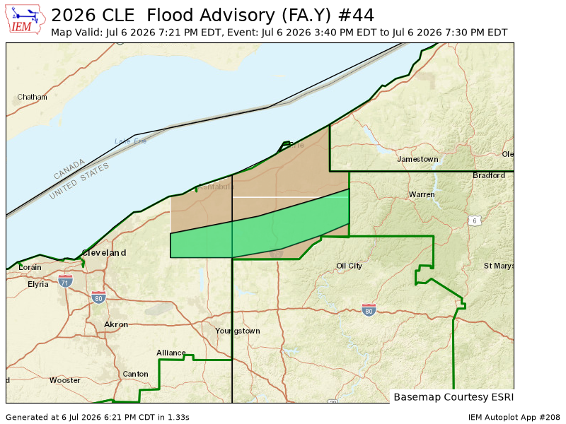 HuntersWx's tweet photo. CLE expires Flood Advisory for Ashtabula [OH] and Crawford, Erie [PA] https://t.co/8iuOMdjObP https://t.co/sVNTTW70cS