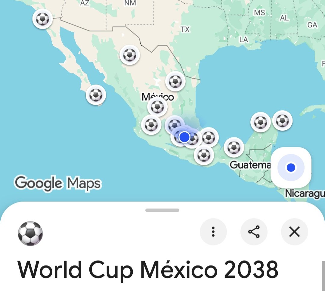 csancheznieto's tweet photo. Y si sí. México 2038 World Cup ⚽️
15 Ciudades
CDMX
Toluca
Puebla
Queretaro
Veracruz
Oaxaca
Guadalajara
Zacatecas
Villahermosa
Monterrey
Mérida
Chihuahua
La Paz
Cancún
Tijuana
Sería el mejor mundial de todos los tiempos. #Mexico #WorldCup https://t.co/EnntbWIjgg