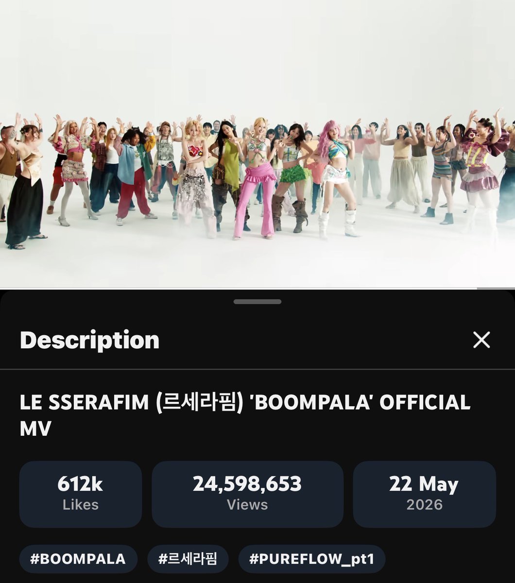 lpopchartmaster's tweet photo. #LE_SSERAFIM "BOOMPALA" OFFICIAL PERFORMANCE FILM has surpassed the OFFICIAL MV as the most viewed video of the song on YouTube.

— The performance film is currently the highest-charting video by any kpop 4th gen girl group on YouTube Global Daily Top Music Videos chart. https://t.co/esdeOMQxnw