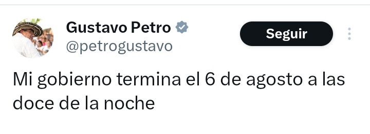 LinaRG17's tweet photo. @Florcad16 @petrogustavo El "experto" en cuidado del medio ambiente dijo qué él es responsable de todo lo que pase hasta el 7 de Agosto. https://t.co/o6eL2ZcVPG