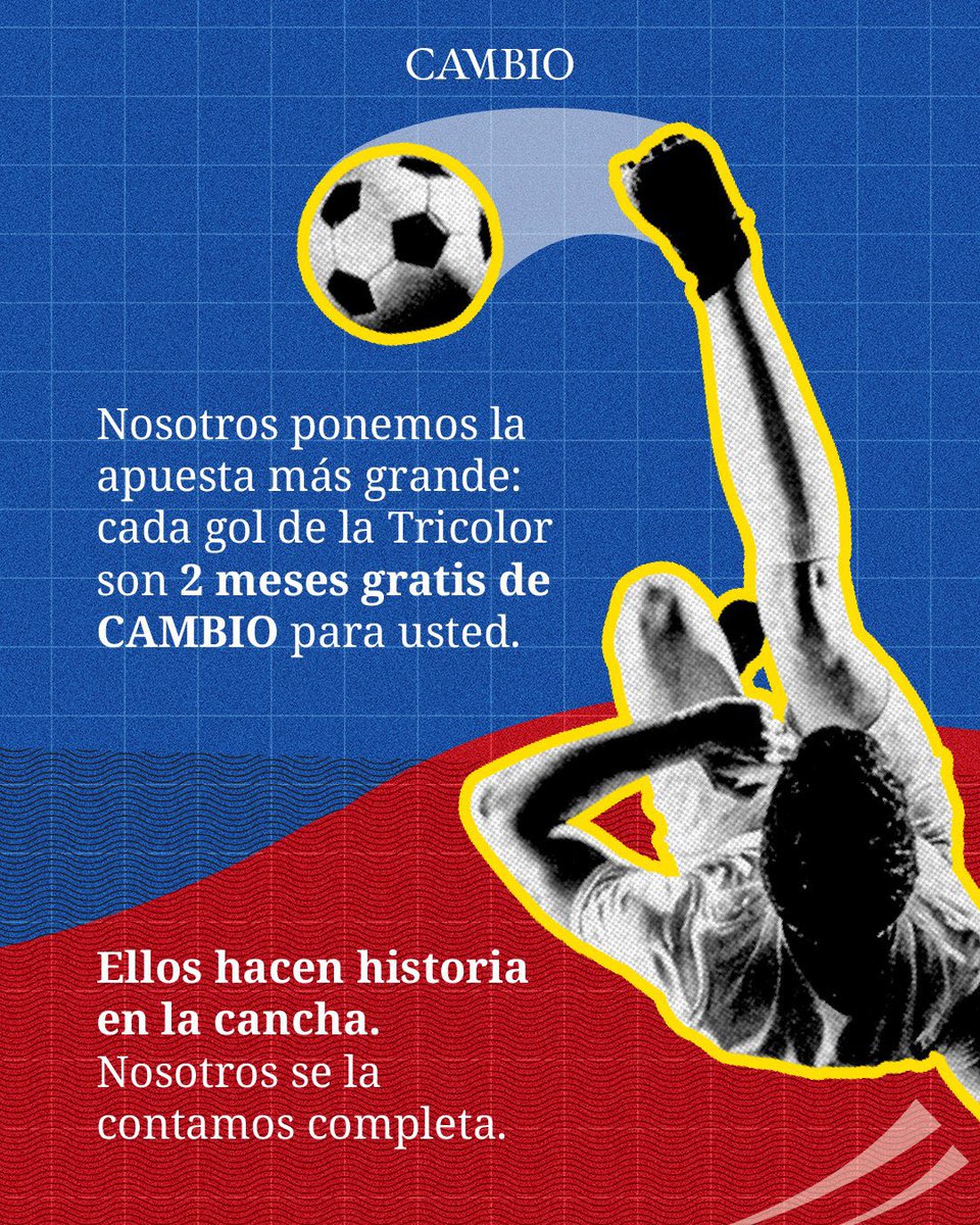 estoescambio's tweet photo. 📰 El mejor periodismo vale $89.900. 🇨🇴⚽ Y mañana, cada gol de la Selección Colombia puede hacer que su suscripción dure mucho más. Por cada anotación de la Tricolor, reciba dos meses de cortesía. 👉 Suscríbase antes del inicio del partido y deje que el marcador juegue a su favor.

🔗 https://t.co/CHUZNZzzeK