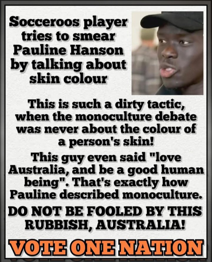 JimThom90458694's tweet photo. Here is a Sudanese man born in Kenya who has the privilege of playing for the Australian soccer team who wishes to inject himself into Australian politics when he obviously has no idea what he is talking about or he just rejects Australian culture because he prefers his own. 
No answer, we do not want any part of your culture here that your parents fled in terror for their lives and which resulted in you being born in a refugee camp. 
I call bullshit on you answer. Be thankful or keep quiet.