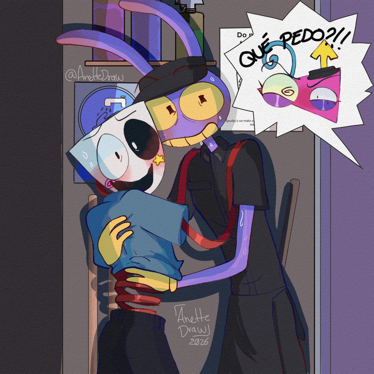 AnetteDraw's tweet photo. ATRAPADOS!! 😳

Comisión que me pedieron hace tiempo y olvide subir lol 

#Ribbun #Jaxxgangle #GanglexJax #tadcfanart https://t.co/IHyr0Kq4y1