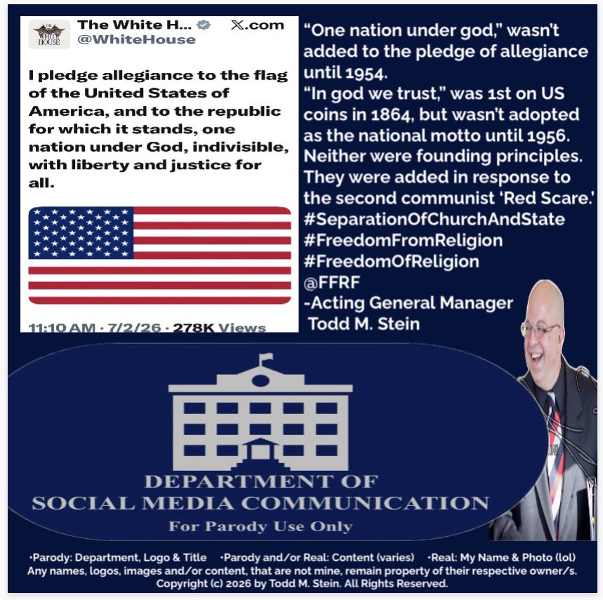 Todd_M_Stein's tweet photo. #RedScare
#Communism
#Communists
#TalkingPoint
#TalkingPoints
#FearMongering
#Propaganda
#AmericanHistory
#TheMoreYouKnow
#RealHistoryChannel
@WhiteHouse
#SeparationOfChurchAndState
#FreedomFromReligion
#FreedomOfReligion
@FFRF https://t.co/MoNKmJdTcS