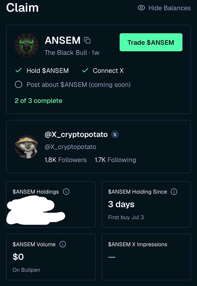 X_cryptopotato's tweet photo. Finally setting up my @BullpenFi account for solana:9cRCn9rGT8V2imeM2BaKs13yhMEais3ruM3rPvTGpump airdrop
Now we are taking it to $1.
Let’s ride 🚀🚀🎉 https://t.co/izoMKC14Jd