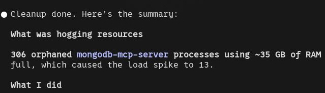 skeptrune's tweet photo. "claude my computer is slow, fix please"

claude: https://t.co/CVO7zgi32S