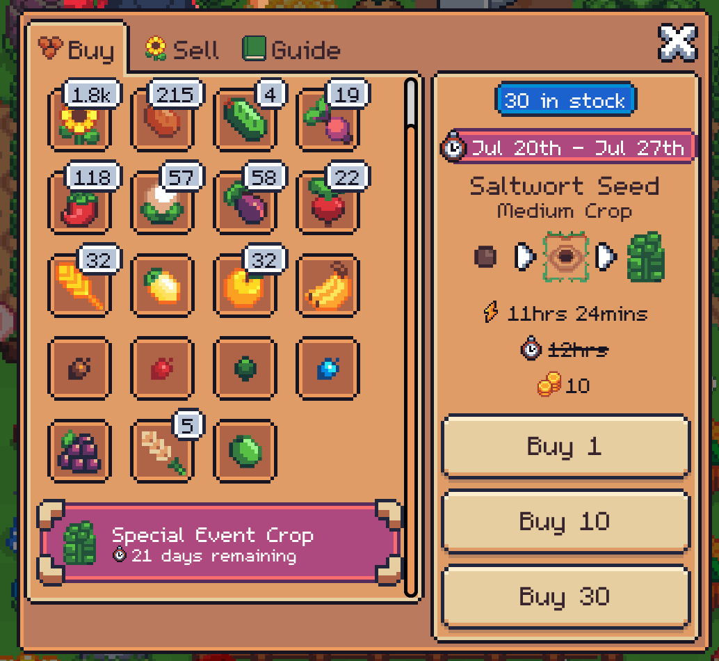 0xSunflowerLand's tweet photo. On the 20th of July we are beginning Chapter Crop Week ⏳

For one week only you can:

1⃣ Plant, harvest &amp; sell Saltwort for large coin amounts
2⃣ Cook Saltbite Snack for high XP
3⃣ Enter the raffles for some of the rarest SFTs

Signup, prepare your plots and your fire pit! 🚀🏆 https://t.co/VCI6tExGeX