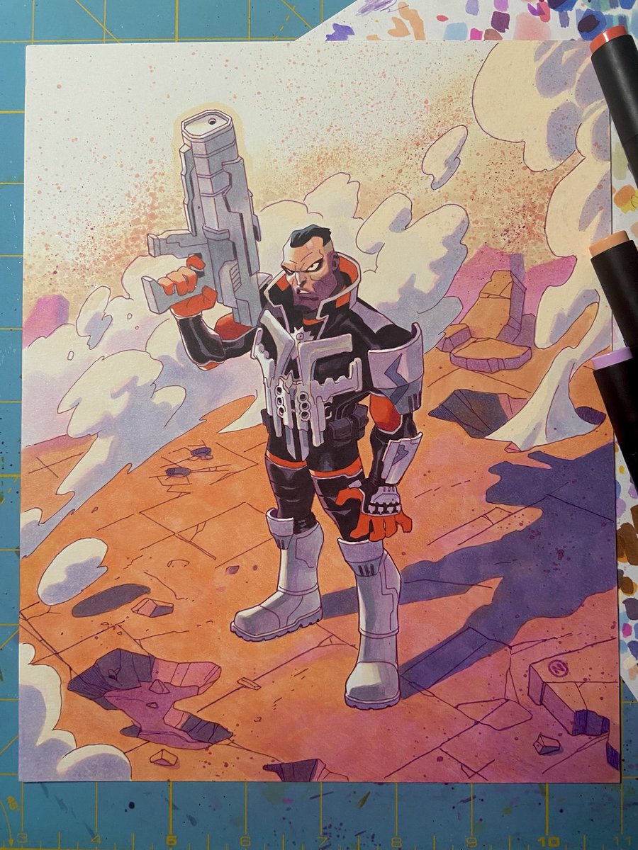 actionhankbeard's tweet photo. Punisher 2099 commission in his Contest of Champions fit https://t.co/jDa6LJbate