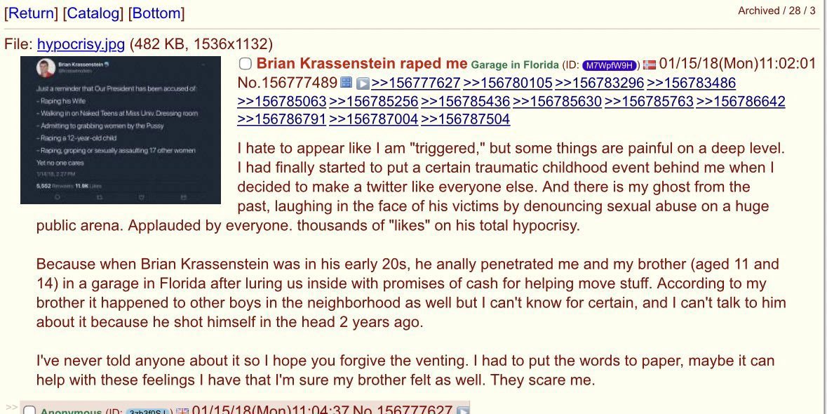 my75131's tweet photo. @krassenstein BREAKING: Brian raped two minor boys and ran a child porn site. Brian is a pedophile and a child rapist https://t.co/qFNXLyDZqE