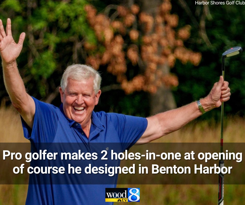WOODTV's tweet photo. Scottish professional golfer Colin Montgomerie made two holes-in-one Monday at the opening of the course he designed at a Benton Harbor golf club: https://t.co/3PsbKMF1s0 https://t.co/JMwvCueCwQ