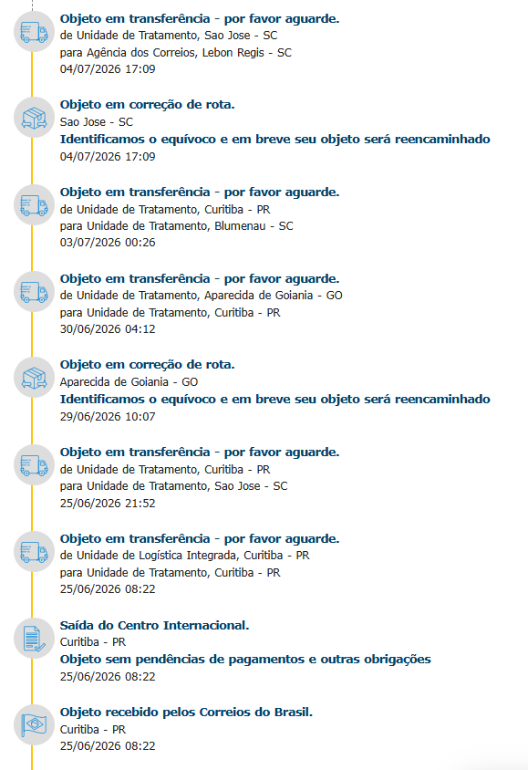 dimhr12's tweet photo. @correiosBR Conseguiram mandar um dos pacotes pra APARECIDA DE GOIANIA-GO. Na hora de corrigir o problema conseguiram ERRAR A ROTA DURANTE A CORREÇÃO DE ROTA!

E o outro foi enviado para MANAUS-AM! Ainda nem chegou lá pra perceberem o engano!

Raiva dessa empresa PODRE! 🤬 @correiosBR [2/2] https://t.co/kYzSFdJv06