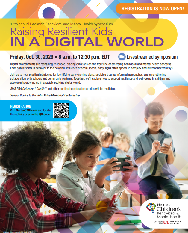 NCProvider's tweet photo. Registration is open for the 15th Annual Pediatric Behavioral and Mental Health Symposium, a livestreamed virtual CME conference focused on raising resilient kids in a digital world.

Friday, Oct. 30, 2026 | 8 a.m.–12:30 p.m.
Register now: https://t.co/ytnWWebEU0 https://t.co/fUidgV9hjK