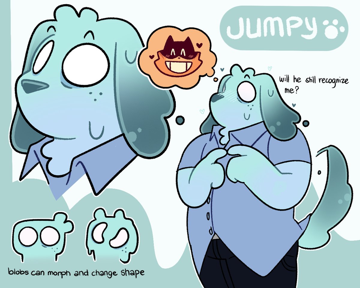 jumpster_jus's tweet photo. Woof! Been wanting to explore what my blobby sona can do woof 🐶

[will upload this on artfight too] https://t.co/Dcu7ZW5LFU