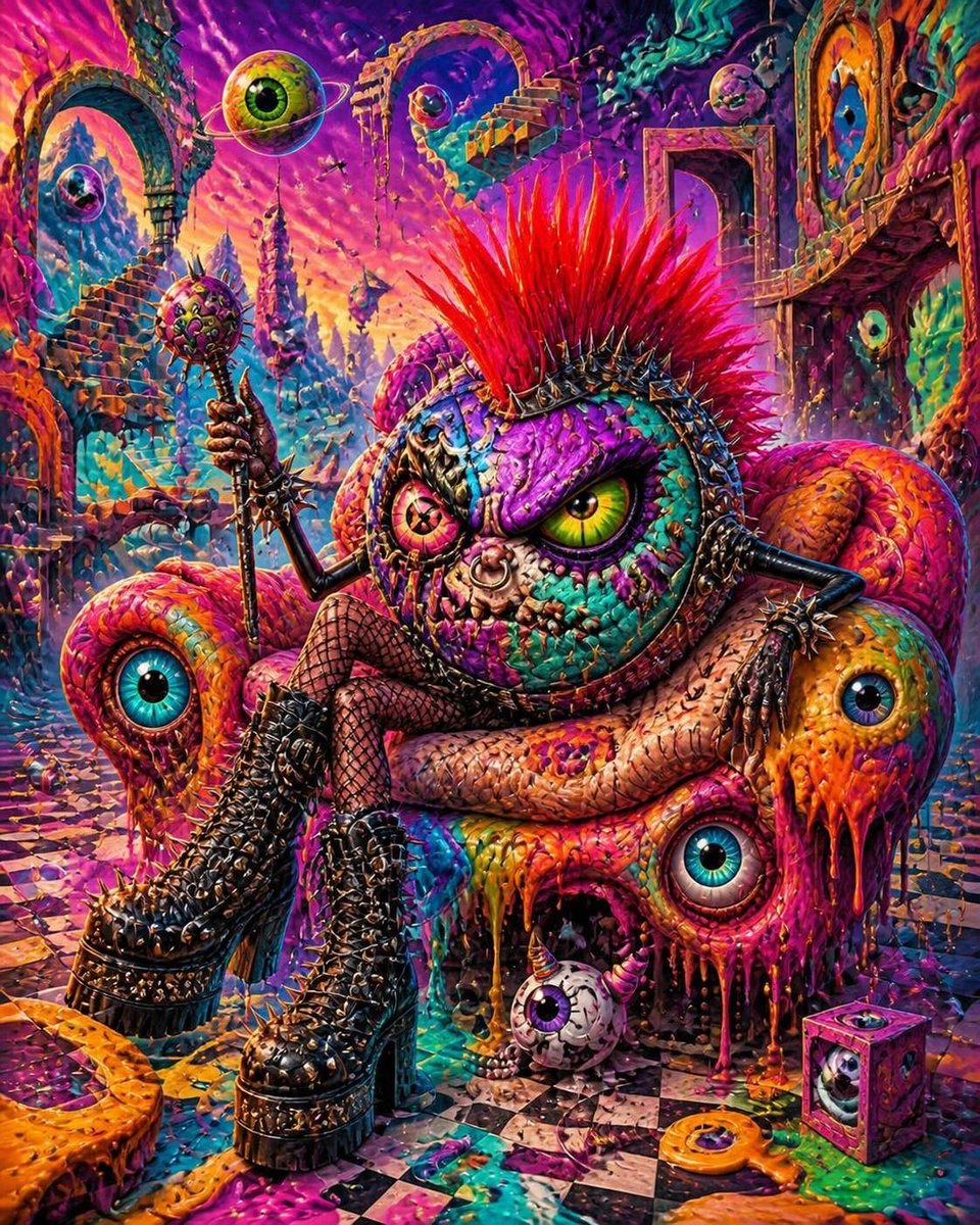 spawns_ai's tweet photo. @DOD_the_OG Means alot, Dori 💖
Your surrealistic art has inspired me
Happy #MonsterMonday w #Madballs
from #WeirdArtRebels and @spawns_ai https://t.co/ViiIem7I9z