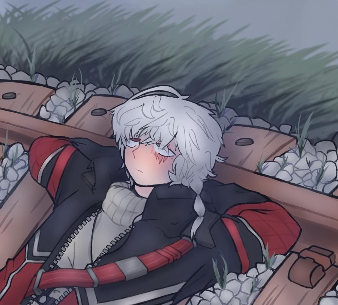 idwoxi8288's tweet photo. Oola, no sé que poner aquí, fanart del tiro en los rieles del tren pq, pq no sé osiosi https://t.co/i2IkUOAt1P