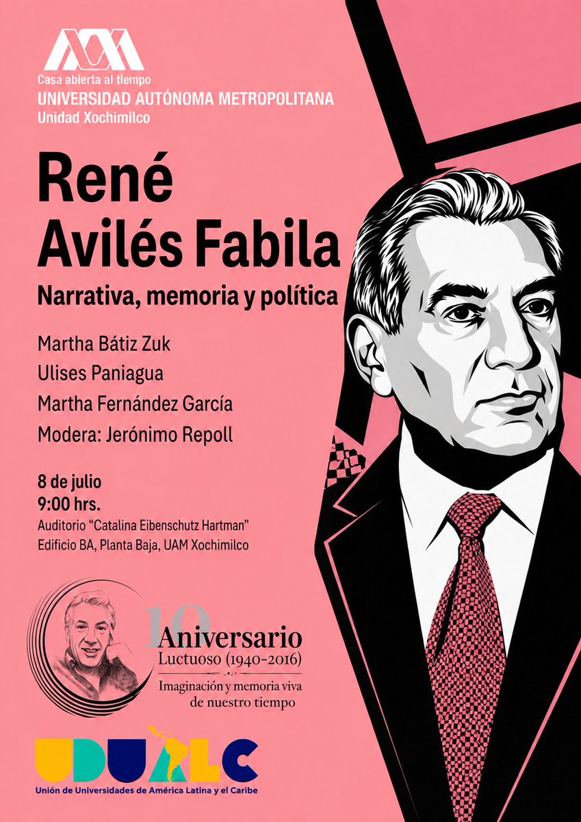 lauammx's tweet photo. 🖊️ ¿Cuál es el impacto de la obra de René Avilés Fabila en nuestro tiempo? 🔍 Descúbrelo en esta mesa de discusión con expertos. ¡No te pierdas este encuentro sobre narrativa y política!

#SoyUAM #Cultura #Literatura #Debate https://t.co/C4J8BoD8XT
