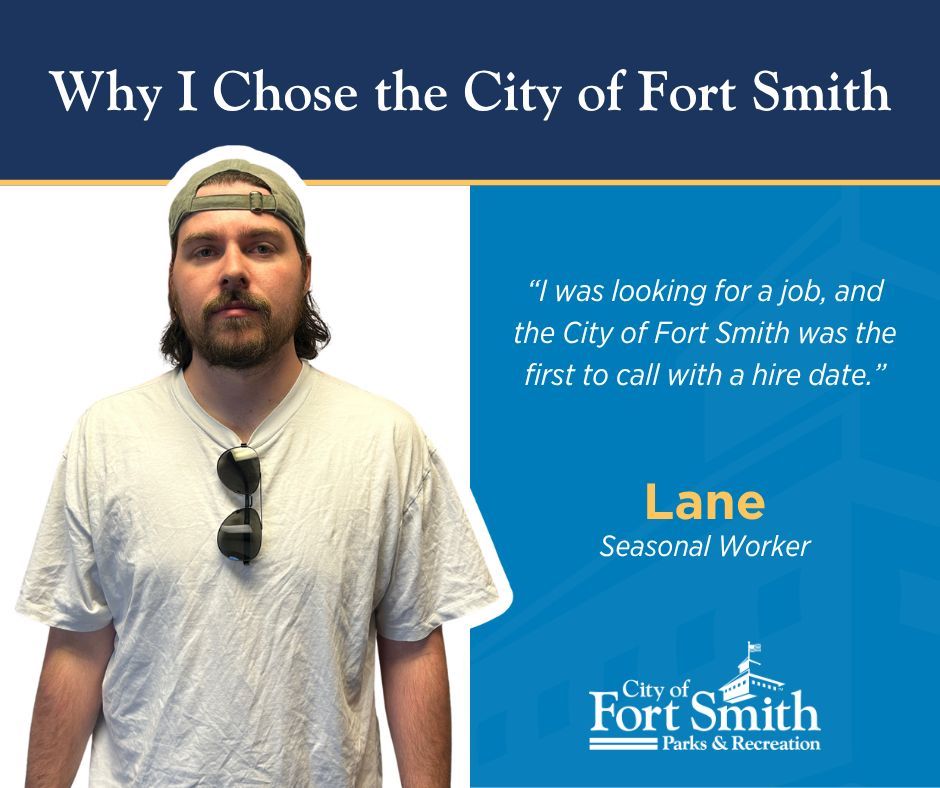 FtSmithARK's tweet photo. 🌳 Say hello to Lane, our newest Seasonal Worker with the Parks &amp; Recreation team! https://t.co/NyaWCzZNgw
