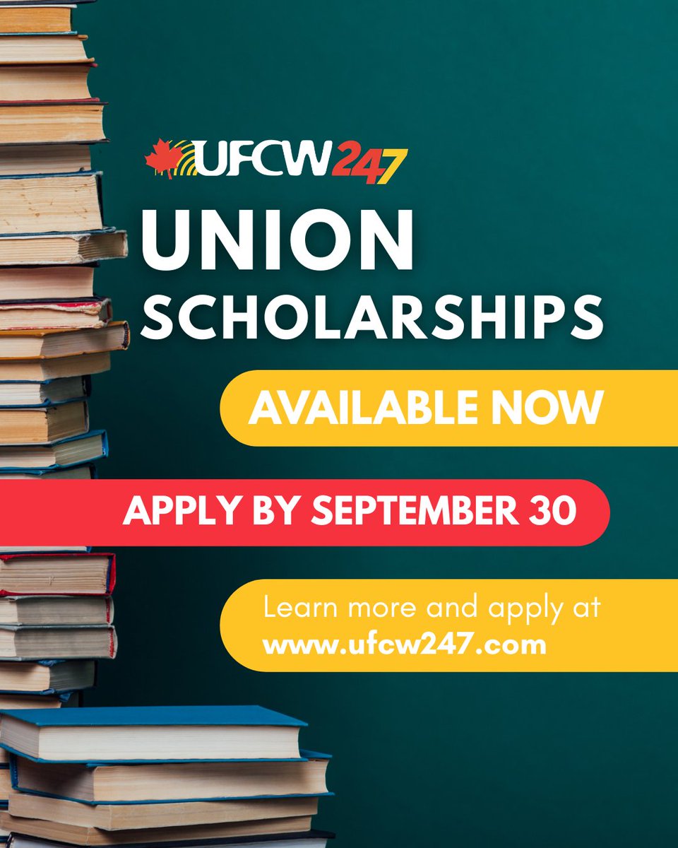 UFCWLocal247's tweet photo. UFCW Local 247 provides scholarships for members and their eligible dependants. 📚

Review eligibility requirements and apply online by September 30. 
https://t.co/whlLgpwYG2 https://t.co/LysCiVtjcb