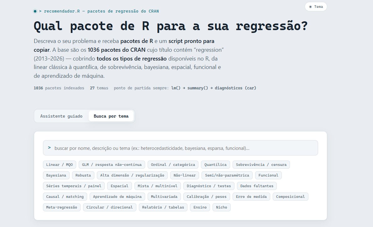 DalsonFigueired's tweet photo. Pronto. Broderagem atualizado. Se antes eram 86 pacotes de R para vc escolher, agora são mais de 1000.

https://t.co/g1REc8OqeA

Super fácil de usar. Acredito que será útil para muita gente, principalmente para a galera de Humanas. Acho que pode ajudar tb pessoas que gostariam de conhecer outros modelos de regressão.

Se possível, faça essa ferramenta chegar no Mister.