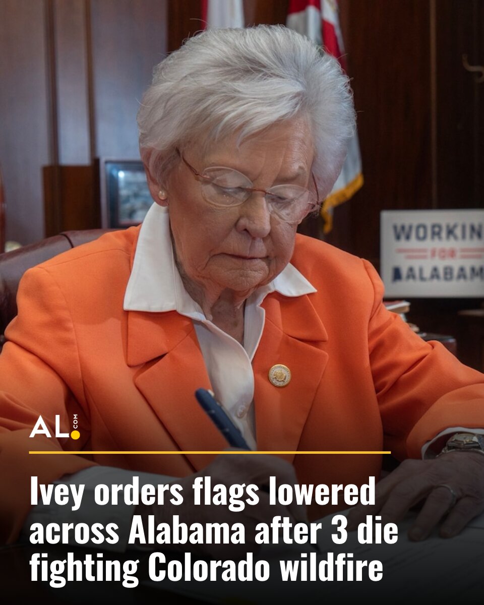aldotcom's tweet photo. Gov. Kay Ivey has ordered flags lowered on Tuesday in honor of an Alabama firefighter — U.S. Wildland Fire Service Firefighter Sydney Kathryne Watson, 27, of Corner — who lost her life on duty in June. Read more 👇 https://t.co/pTVQNDAS6y