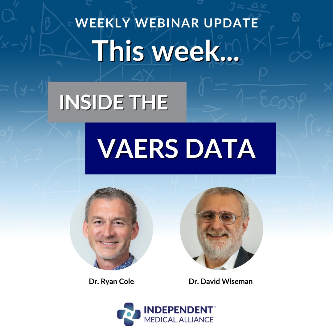 Honest_Medicine's tweet photo. LIVE THIS WEEK: Inside the VAERS Data

This week, host and IMA Head of Medical and Scientific Affairs Dr. Ryan Cole (@DoctorCole) will be joined by research bioscientist Dr. David Wiseman for a timely discussion on the recent Senate hearing examining COVID-19 vaccine safety signals, the Vaccine Adverse Event Reporting System (VAERS) analysis, and what federal health officials knew. Don't miss it! Wednesday, July 8th at 7pm ET. Livestream here on X!