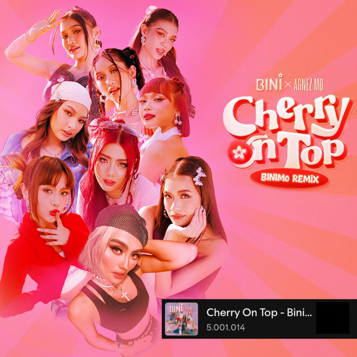 NEZarchives's tweet photo. Cherry On Top (BiniMo Remix) by #BINI Ft. #AGNEZMO just hit 5 Million Streams On #Spotify 🔥 https://t.co/Reit22MduO