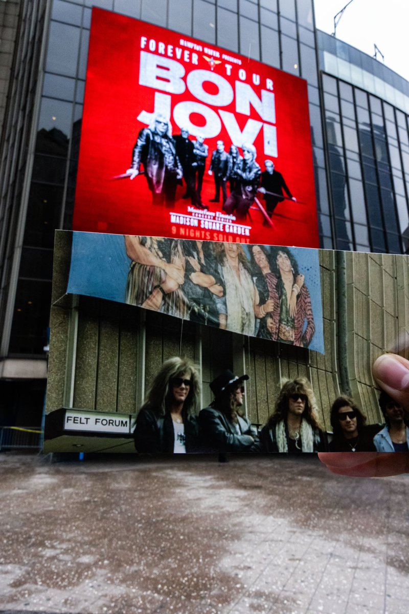 TheGarden's tweet photo. 1987 ➡️  2026

Ready to welcome Bon Jovi back to The Garden for 9 sold out nights  🤘

📷: @BonJovi; Elie Pichanick / MSGE https://t.co/bgCHKcTVUq