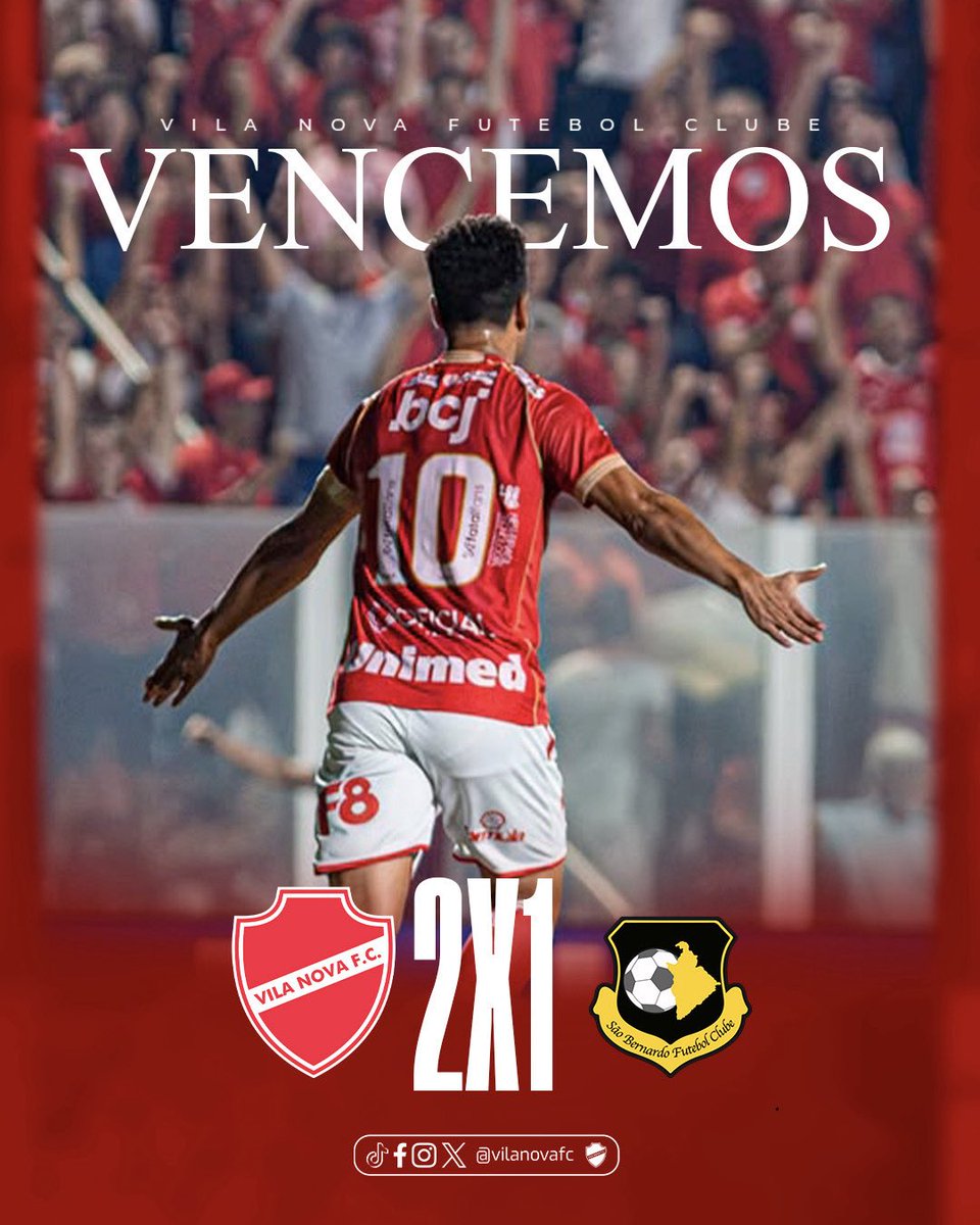 VilaNovaFC's tweet photo. VITÓRIA DO TIGRÃOOOOOO!!!! 🇦🇹🇦🇹🇦🇹

O Vila Nova superou o São Bernardo no OBA pelo placar de 2 a 1 e recuperou a liderança no @brasileiraob. Os gols do nosso Tigrão foram de Marquinhos Gabriel e Janderson. 

AQUI É VILA, TÁ LIGADO??? 🫡

Na próxima rodada, enfrentamos o Juventude, fora de casa. A partida será na sexta-feira (10), às 19h, no Estádio Alfredo Jaconi, em Caxias do Sul (RS).

Somos #RaçaFéUnião. #TIMEDOPOVO