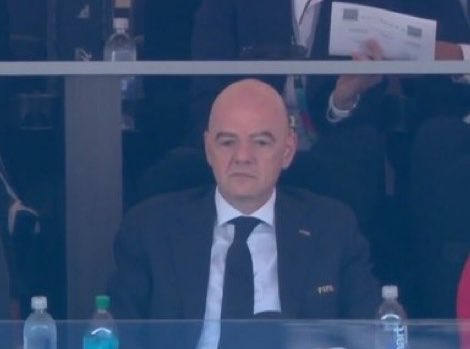 A_M_R_M1's tweet photo. WATCH THE HEARTBREAK OF FIFA PRESIDENT GIANNI INFANTINO AFTER BELGIUM'S GOAL AGAINST THE UNITED STATES 💀 https://t.co/lu8mIqaX2i