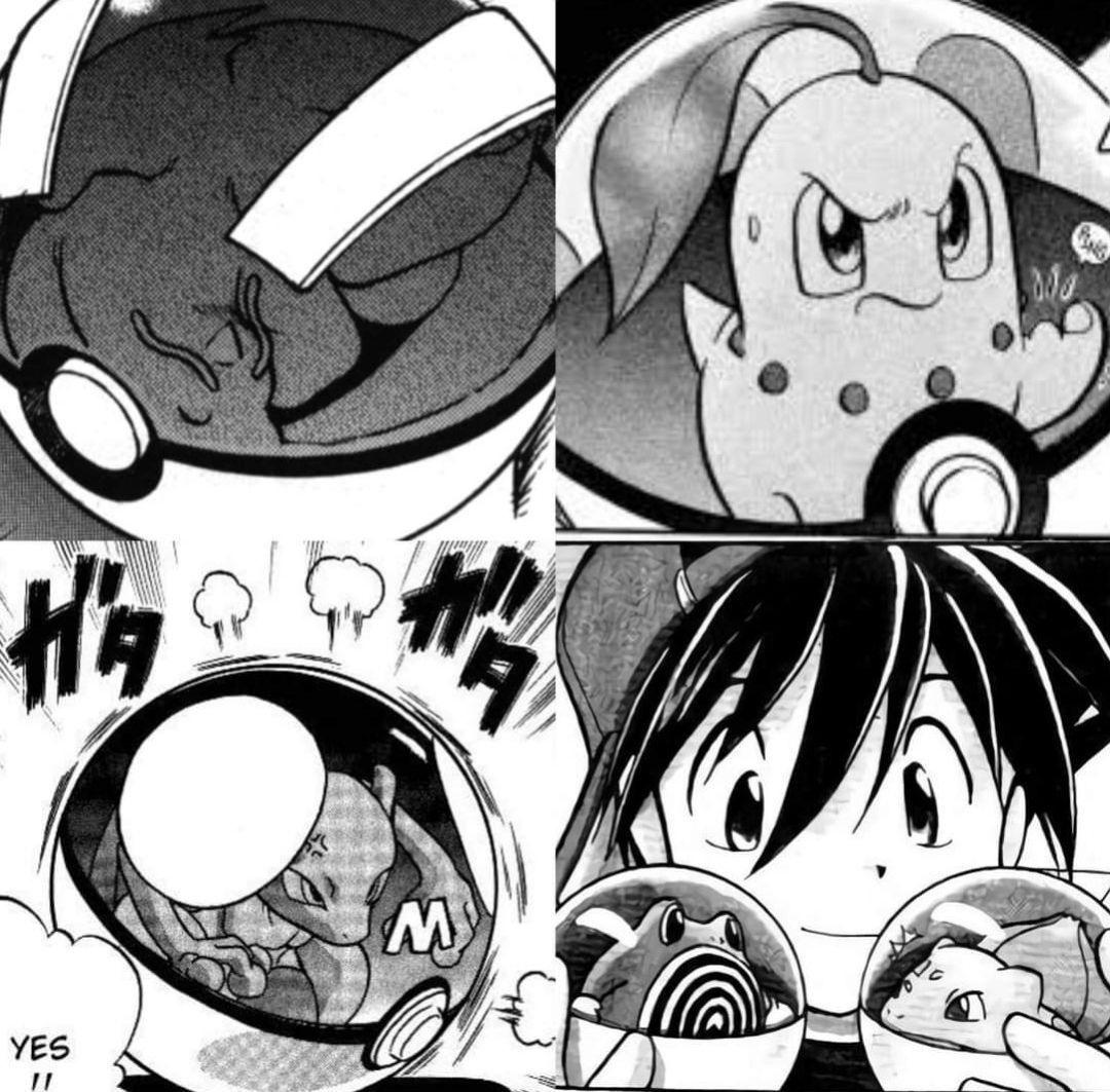 Pokemonpshot's tweet photo. Poke ball’s being transparent in the Pokemon manga >> https://t.co/L2OZeqULMr
