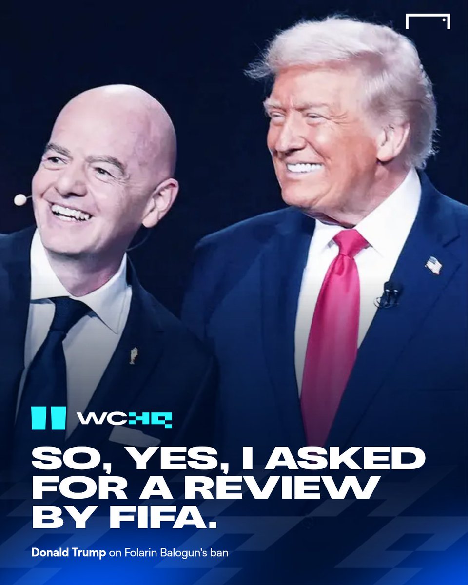 goal's tweet photo. Donald Trump confirmed that he asked FIFA President Gianni Infantino to review Folarin Balogun's red card, after the American was sent off during the USMNT's fixture against Bosnia and Herzegovina 🧐🟥

Read more 🔗 https://t.co/4GYpJO0Jd7 https://t.co/4FUeiaiI3Z