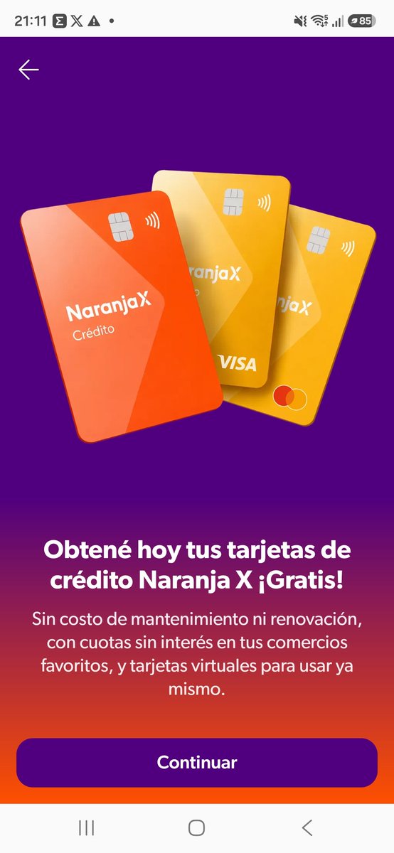 Caroreclama's tweet photo. @NaranjaX Van las fotos.
La primera el ofrecimiento en la app.
La 2da es la pantalla siguiente en la app, y la 3ra son los T&amp;Cs que salen del link de la 2da foto.
Sin costo de mantenimiento ni de renovación, aceptando T&amp;Cs que tienen costo de mant y renov ¿? https://t.co/iUUmg3H174