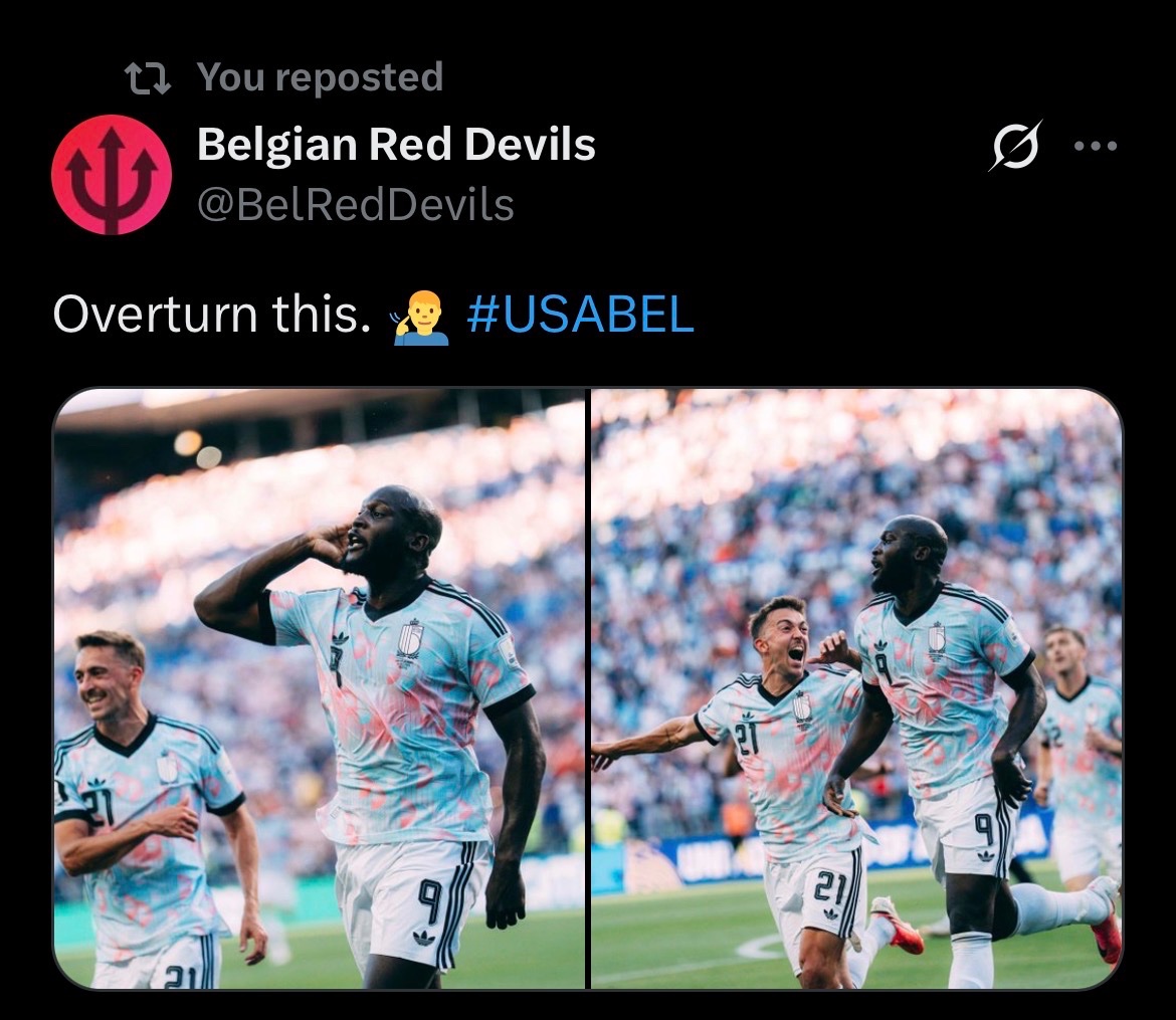 YourAnonCentral's tweet photo. Team Belgium’s response to the US after the match. https://t.co/O86sbLBRfH