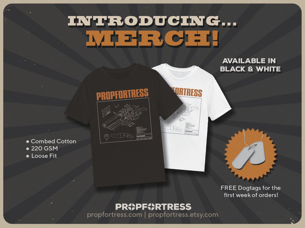 plasticbruv's tweet photo. PROPFORTRESS SHIRTS ARE HERE!
Featuringcomfortable fit, high quality printing and original art. Free dogtags for the first week of orders! https://t.co/h88JyHunaL