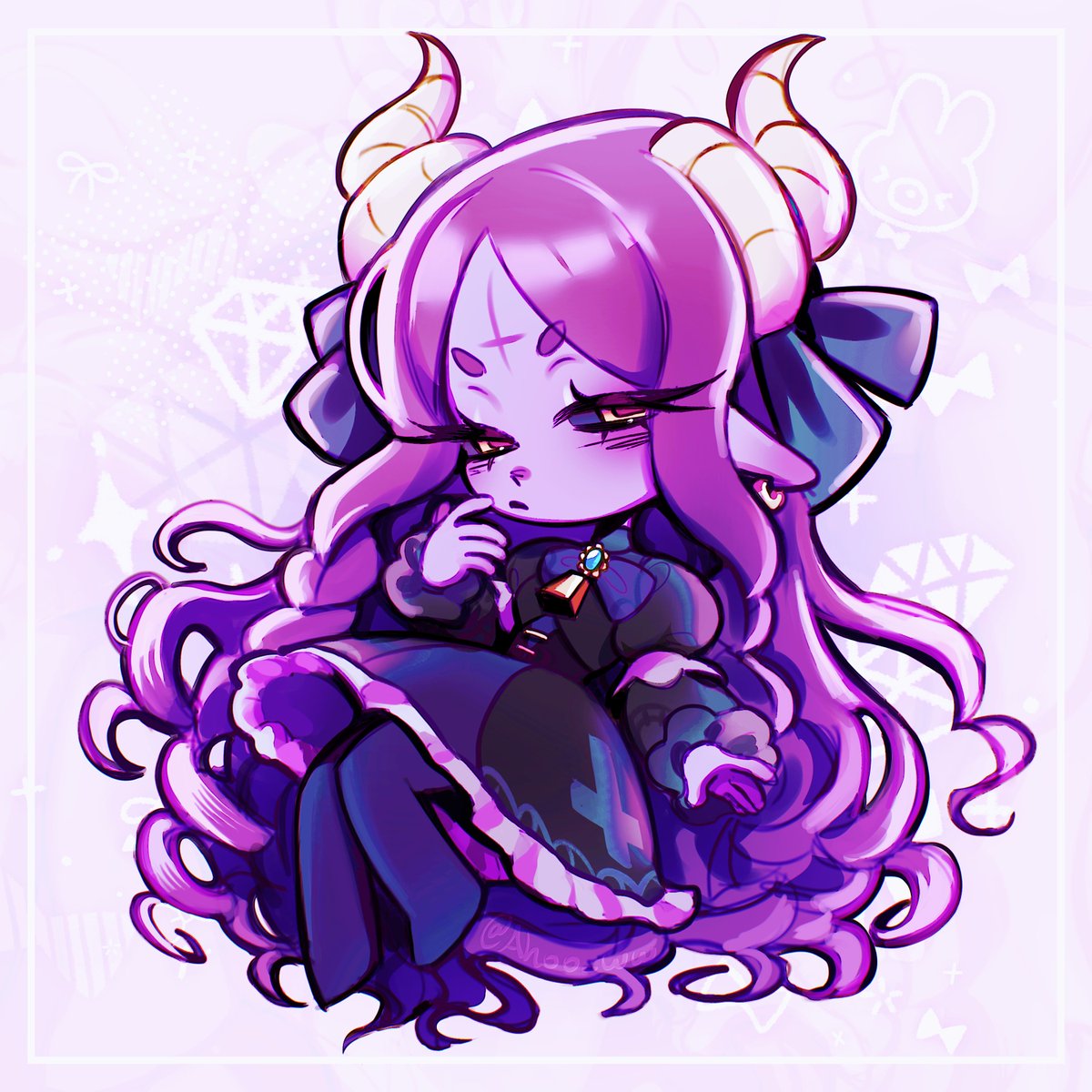 Ahoo_ww's tweet photo. I kidnapped my friends' OCs to practice drawing chibis 💜✨ https://t.co/N3SBMnWoTJ