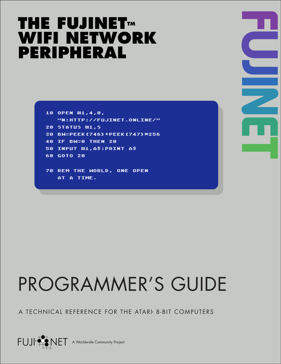 tschak's tweet photo. #Atari8Bit #FujiNet Programmer's Manual released.

You can get it here:
https://t.co/xmIjqt0pQa

Enjoy. https://t.co/yhBvuRRb1F