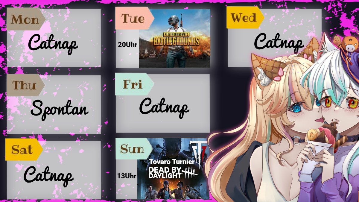 candynyaa's tweet photo. 🍮 Streamingplan for this week OwO 🦖 rawwr rawwr raaaawwr https://t.co/1FSq0mTG14