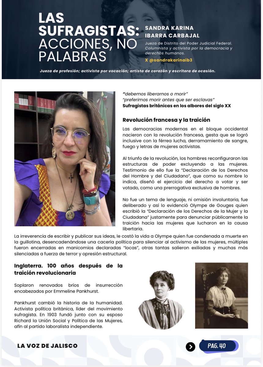 sandrakarinaib3's tweet photo. Ya salió mi columna: “Las sufragistas: acciones, no palabras” publicada por La Voz de Jalisco https://t.co/gNiIUeLz3L