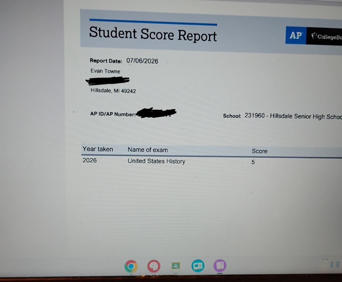 ETowne12's tweet photo. AP exam results are in, and I scored a 5 on my AP US History exam...

Excelling on the field and in the classroom!
@nextlevelqba @MichFBFrenzy @ScoutTyGraham @QBHitList @TheD_Zone @Bryan_Ault @sixstarfootball @mdwestathletics @KJCS14 @TrentonLuera14 @BrandonLeeFX @SidelinePreps @bench424nmore @SportPrepX @StirFrySports @AP_Trevor