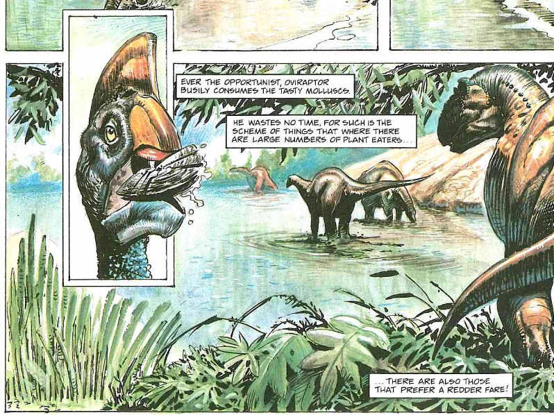 thelostaeons's tweet photo. In the early 90s Marvel Comics released a 4-issue series called 'Dinosaurs - A Celebration'. Each one had stories about certain dinosaurs (duckbills and bone-heads, horns and heavy armor, terrible claws and tyrants, egg stealers and earth shakers'.
Here are selected panels. https://t.co/Vx1hJOjzj7
