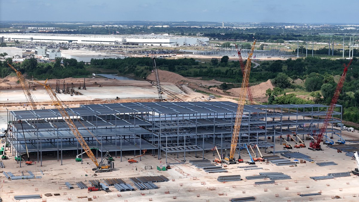 Giga Texas Optimus Factory aerial July 7 2026
