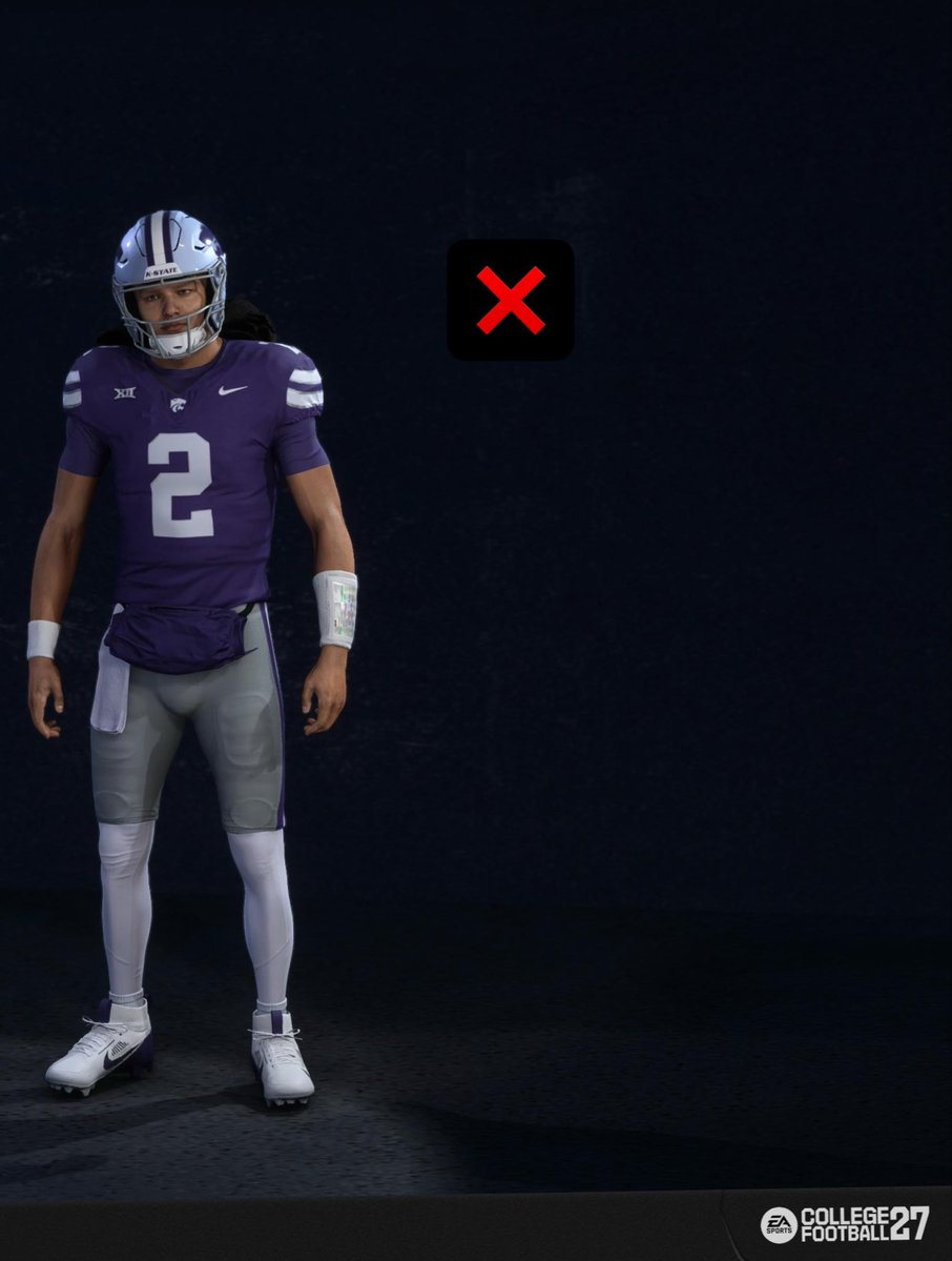 DripsportsK's tweet photo. Great minds! @avery2johnson let’s get you right in @EASPORTSCollege also keep his hair light brown instead of changing it black when the helmet is on please. 

@KSU_Football https://t.co/4MZ6x2bw5L