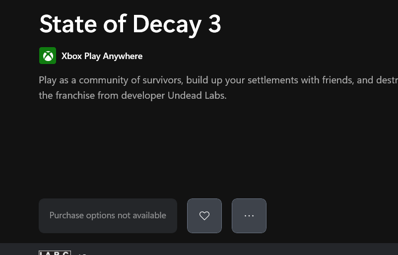 GASEEKERS's tweet photo. رسميًا حذف صفحة State of Decay 3 من تطبيق XBOX 🚨

🔸رصد اللاعبون قيام XBOX بحذف صفحة لعبة State of Decay 3 من تطبيق XBOX الرسمي في خطوة أثارت تساؤلات واسعة داخل مجتمع اللاعبين خاصة بعد إعلان إعادة هيكلة قسم الألعاب واستقلال استوديو Undead Labs عن Microsoft.

🔸ويأتي حذف الصفحة بعد تأكيد XBOX أن استوديو Undead Labs سينتقل إلى ملكية جديدة مع استمرار تمويل تطوير State of Decay 3 حتى إصدارها إلا أن اللعبة لن تكون ملزومة إطلاقها عبر XBOX Game Pass.