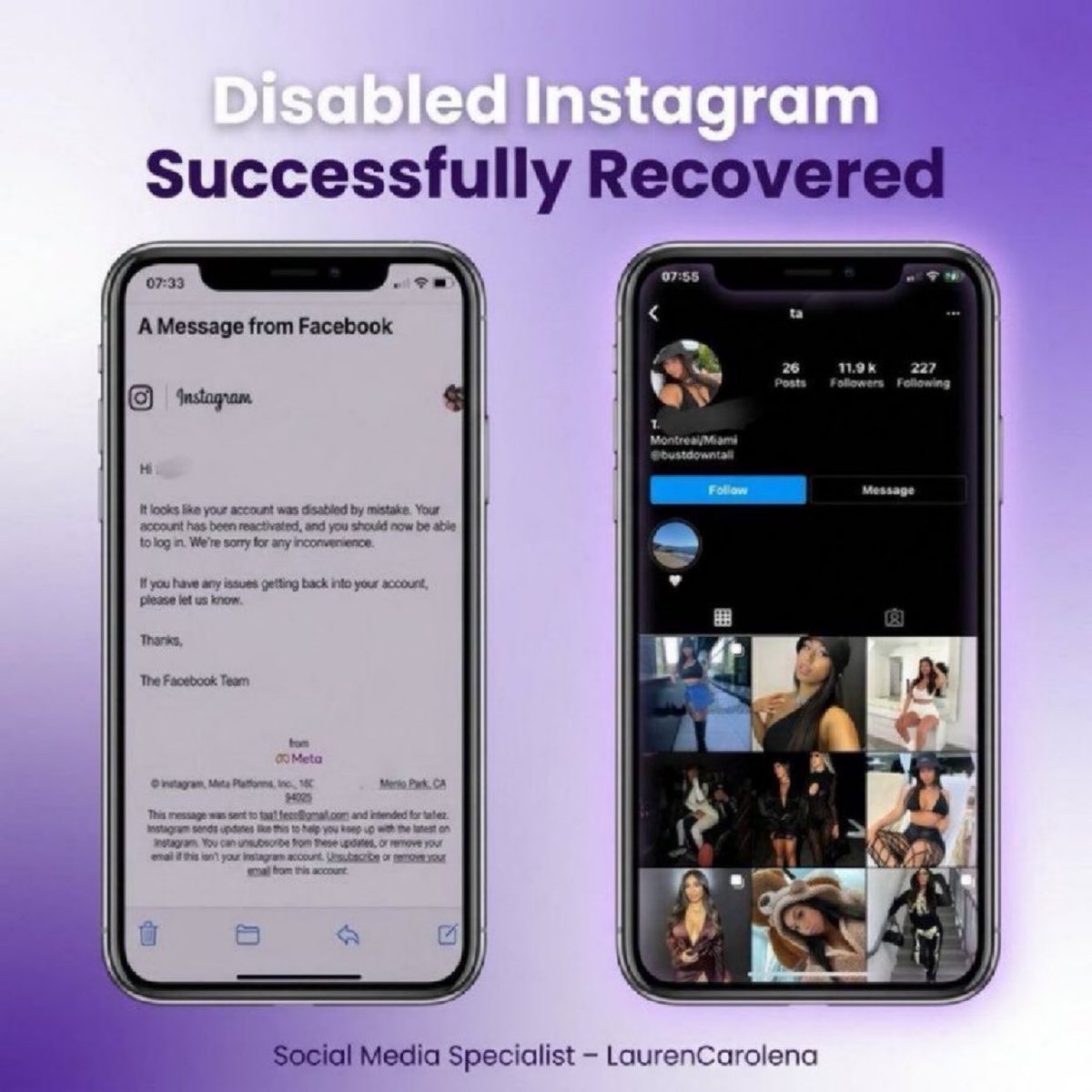 Tori_Resolve's tweet photo. You can contact us for your disabled and hacked instagram facebook accounts https://t.co/OCQpwq0h98