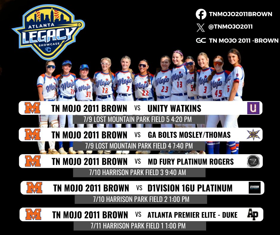 tnmojo2011's tweet photo. Back at it in Atlanta this weekend at Atlanta Legacy.  Coaches, come check out this group!
@NorahBox @Audrey_Town21 @BRHunt31 @AMckinstry2029 @MollieJohn67453 @pfdsoftball @EmilyStuman23 @beaparker_13 @EmersynHaney51 @EllaBrown2029 @LLoy2029 @EllieFleming27 https://t.co/e2PYkT0XcE