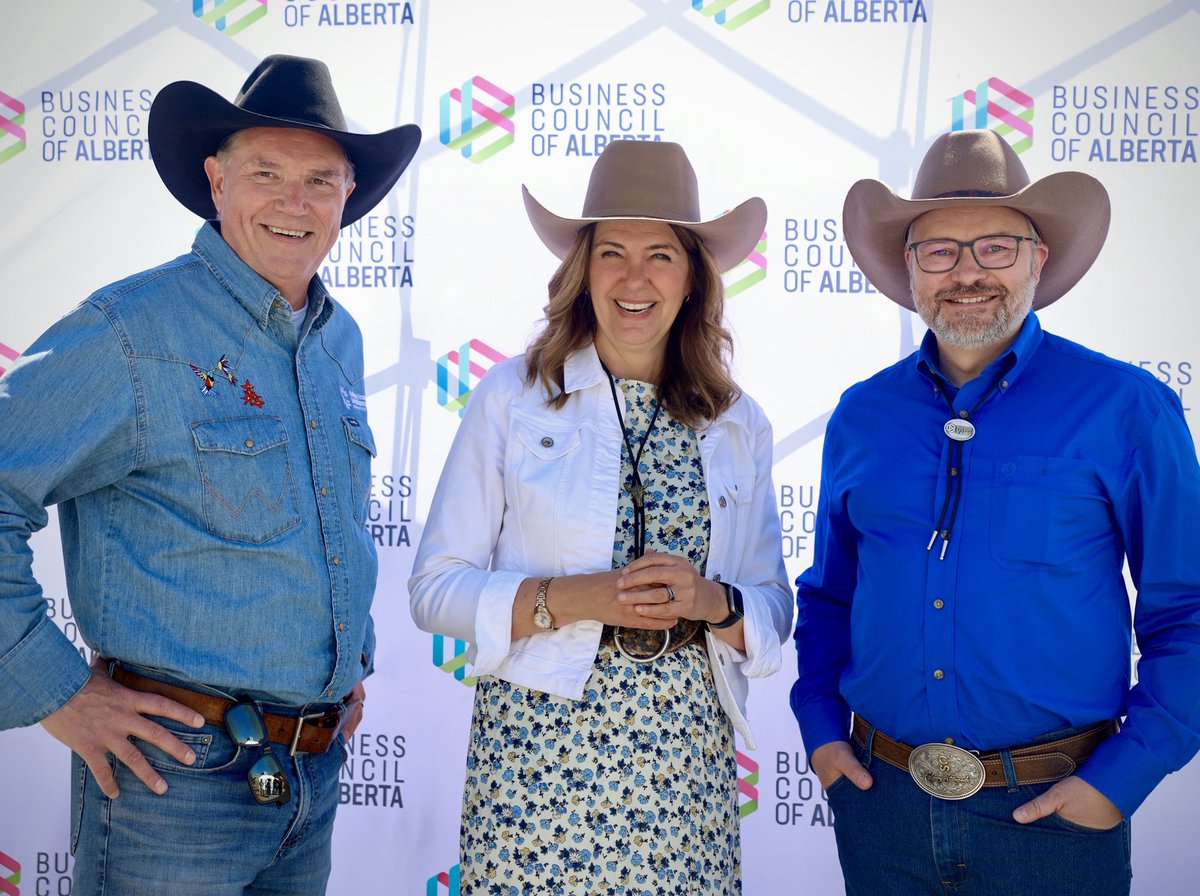ABDanielleSmith's tweet photo. We headed over to the Business Council of Alberta for a quick stop, then continued our Stampede travels with Minister Dale Nally to sample some of True Wild Distilling’s Alberta made premium whisky.

We’re incredibly proud of the world class whisky being produced right here in our province, which is why we unveiled the brand new Alberta Whisky label that will appear on bottles moving forward.

We then joined our incredible ranchers and food producers at the Alberta Beef Summit with Minister of Agriculture and Irrigation Tara Sawyer to celebrate the hardworking men and women who help feed Alberta and the world.