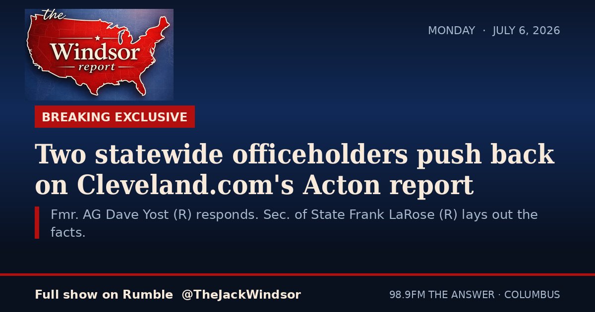 jackwindsor's tweet photo. https://t.co/ELTzuGBiWJ shrank Amy Acton's role in Ohio's COVID orders. Then my phone lit up. Fmr. AG Dave Yost responded directly. Sec. of State Frank LaRose gave me 15 minutes of facts. The record is the record. What do you remember? Links in comments. https://t.co/xIP2eyDo8i