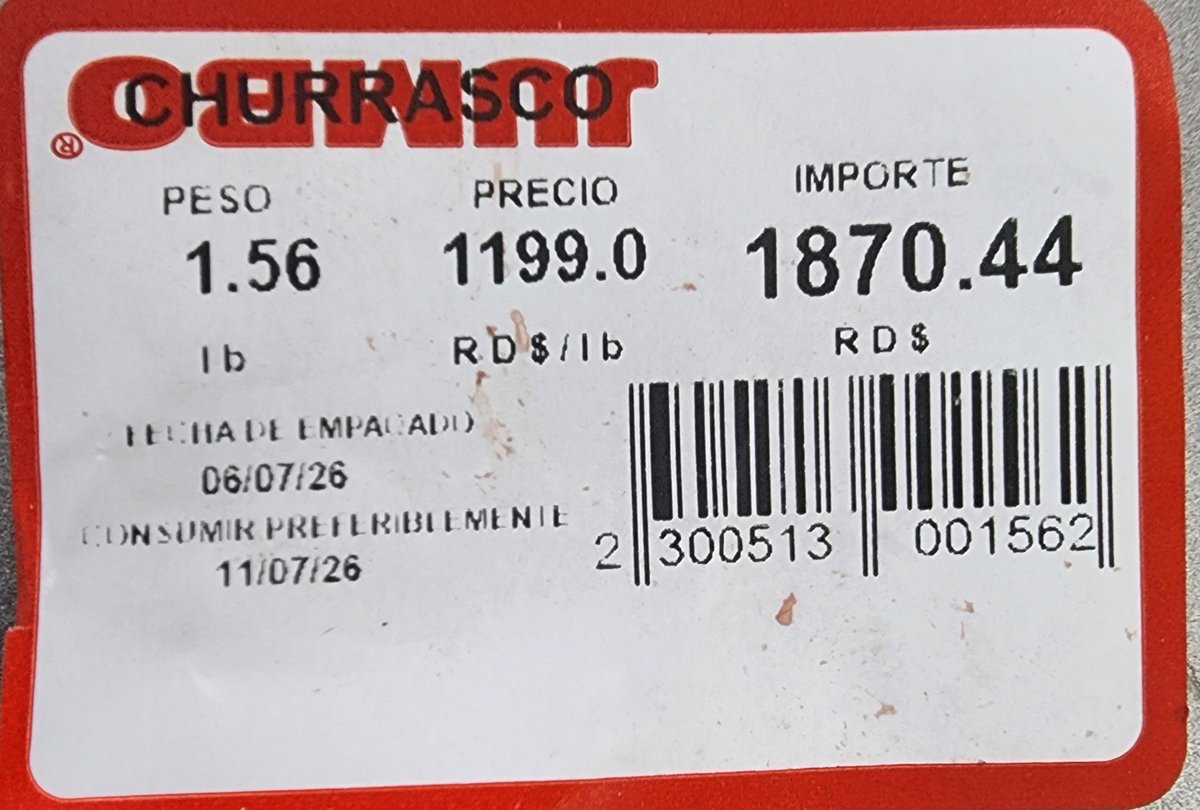 FFELIPEROMERO's tweet photo. Hasta donde llegaremos si esto sigue como va. RD$1,200+ 18% ITEBIS= RD$1,416 pesos por una libra de Churrasco equivalente a US$23.5 dolares la libra.
 Pero la culpa de es de Ucrania, Rusia, Irán, Israel y EEUU. https://t.co/fr2earL4uy